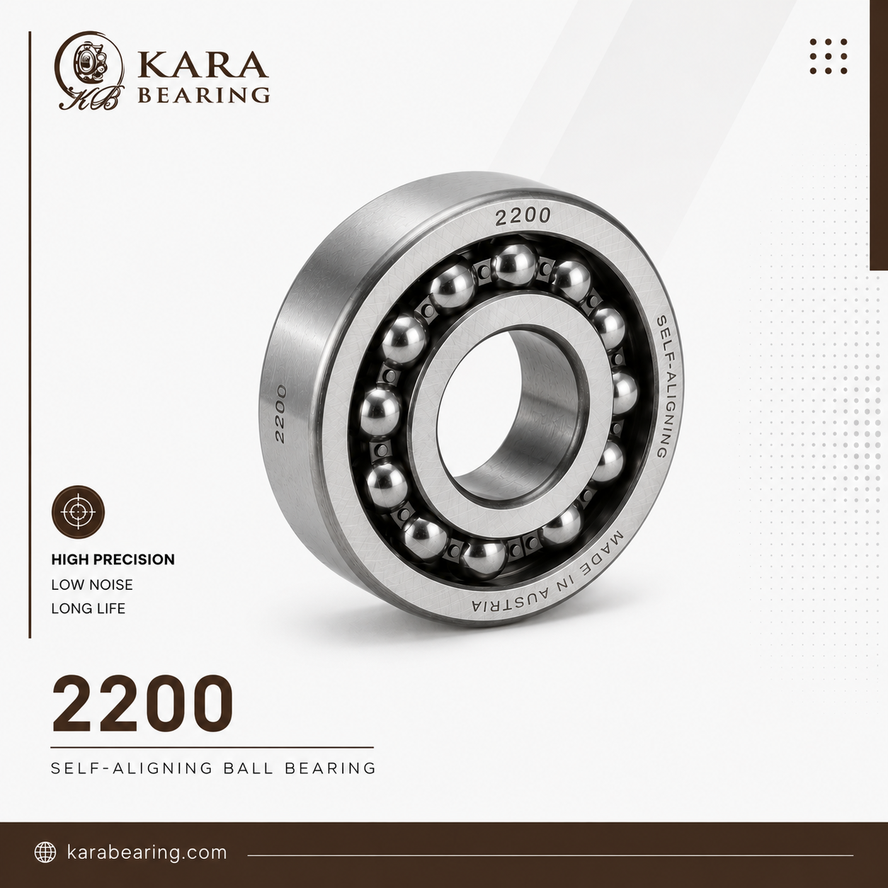 بلبرینگ خود تنظیم 2200 1 بلبرینگ خود تنظیم 2200 دو ردیفه مناسب تجهیزات صنعتی و ماشینآلات