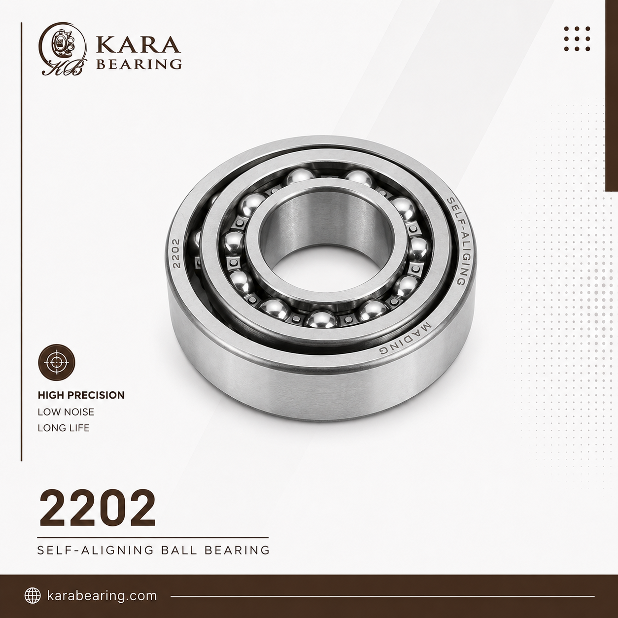 بلبرینگ خود تنظیم 2202 1 بلبرینگ خود تنظیم 2202 دو ردیفه مناسب ماشینآلات صنعتی و تجهیزات انتقال قدرت