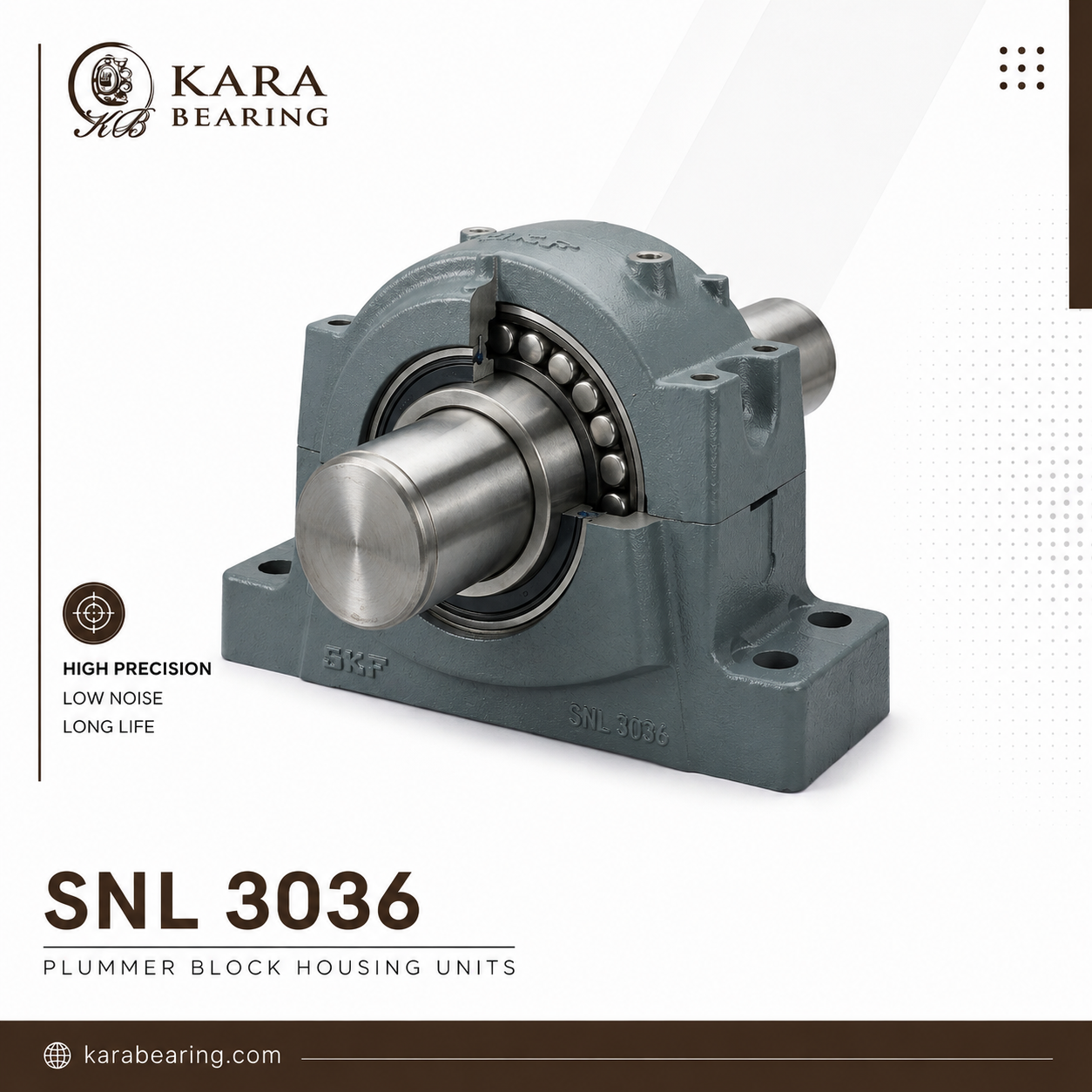 یاتاقان SNL 3036 1 یاتاقان SNL 3036 چدنی دو تکه مناسب نصب رولبرینگ و بلبرینگ در تجهیزات صنعتی