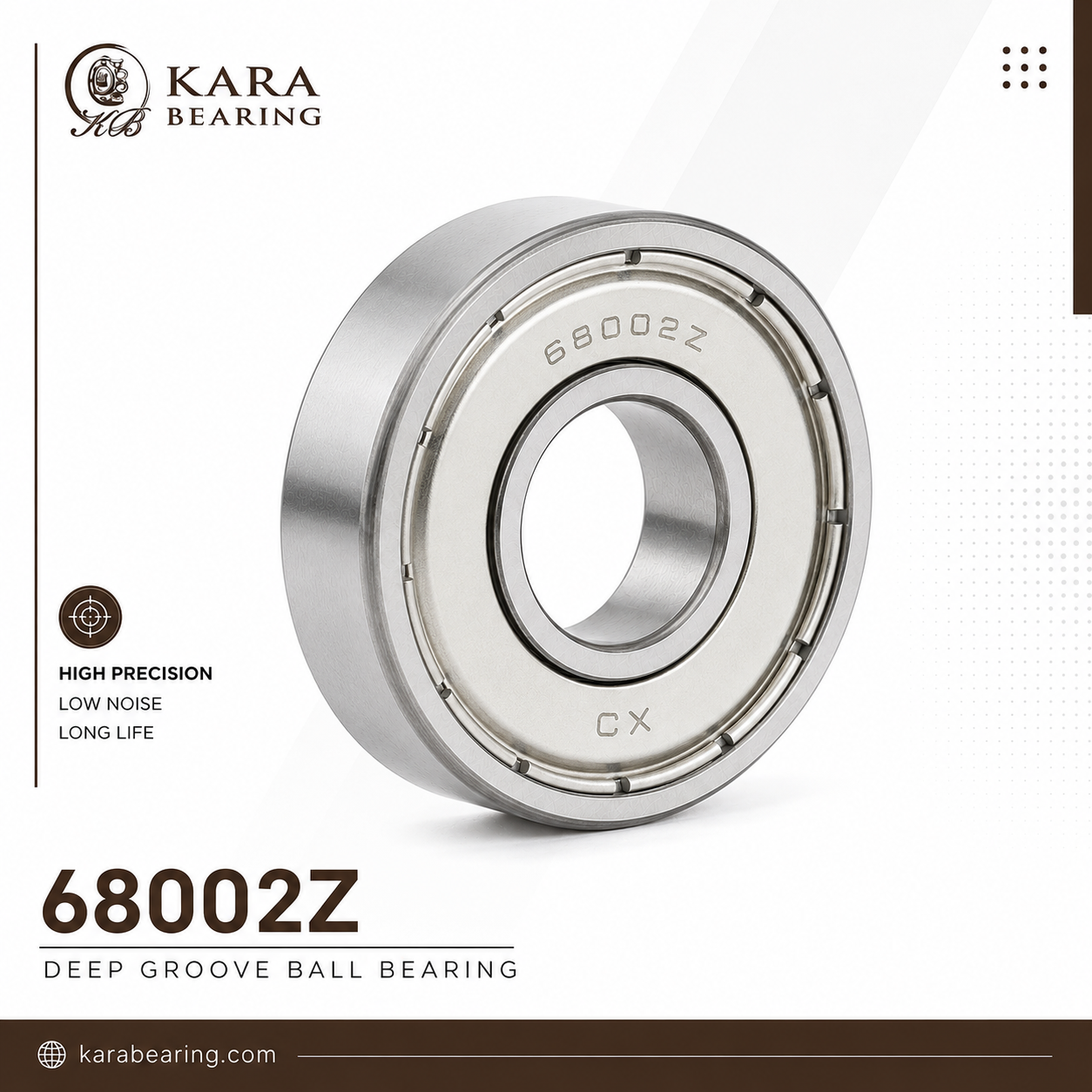 بلبرینگ شیارعمیق 68002Z 1 بلبرینگ شیار عمیق 68002Z با محافظ فلزی دوطرفه مناسب تجهیزات صنعتی و دقیق