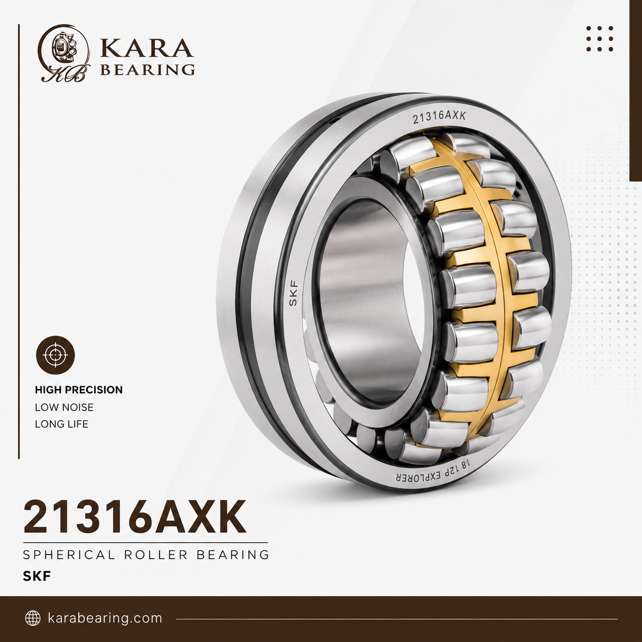 رولبرینگ بشکه ای 21316AXK 1 رولبرینگ بشکه ای 21316AXK با سوراخ مخروطی مناسب ماشینآلات صنعتی و تجهیزات سنگین