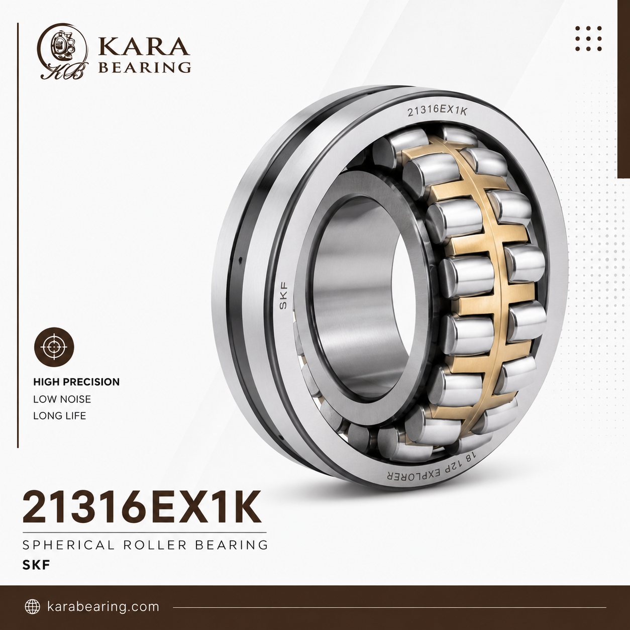 رولبرینگ بشکه ای 21316EX1K 1 رولبرینگ بشکه ای 21316EX1K با سوراخ مخروطی مناسب ماشینآلات صنعتی و تجهیزات سنگین