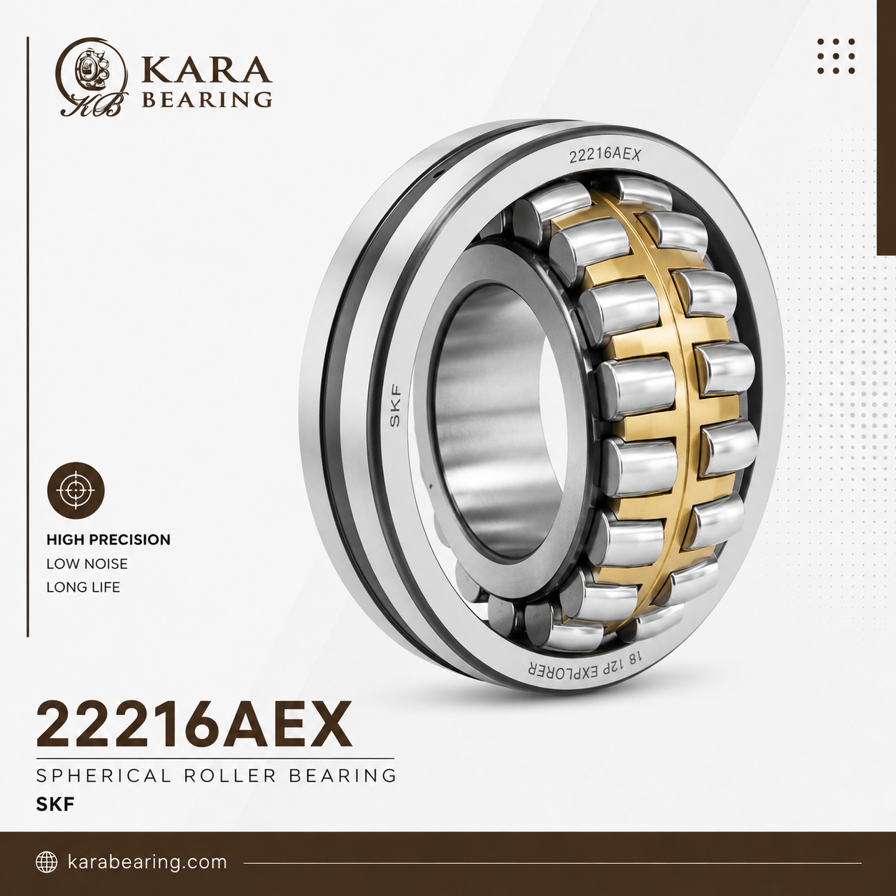 رولبرینگ بشکه ای 22216AEX 1 رولبرینگ بشکه ای 22216AEX با سوراخ مخروطی مناسب ماشینآلات صنعتی و تجهیزات سنگین