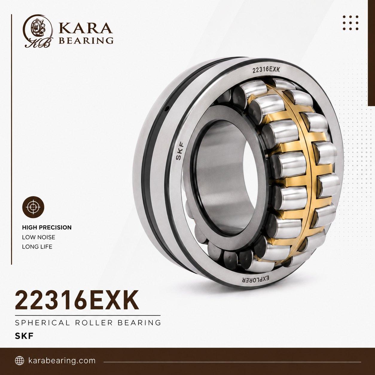 رولبرینگ بشکه ای 22316EXK 1 رولبرینگ بشکه ای 22316EXK با سوراخ مخروطی مناسب ماشینآلات صنعتی و تجهیزات سنگین