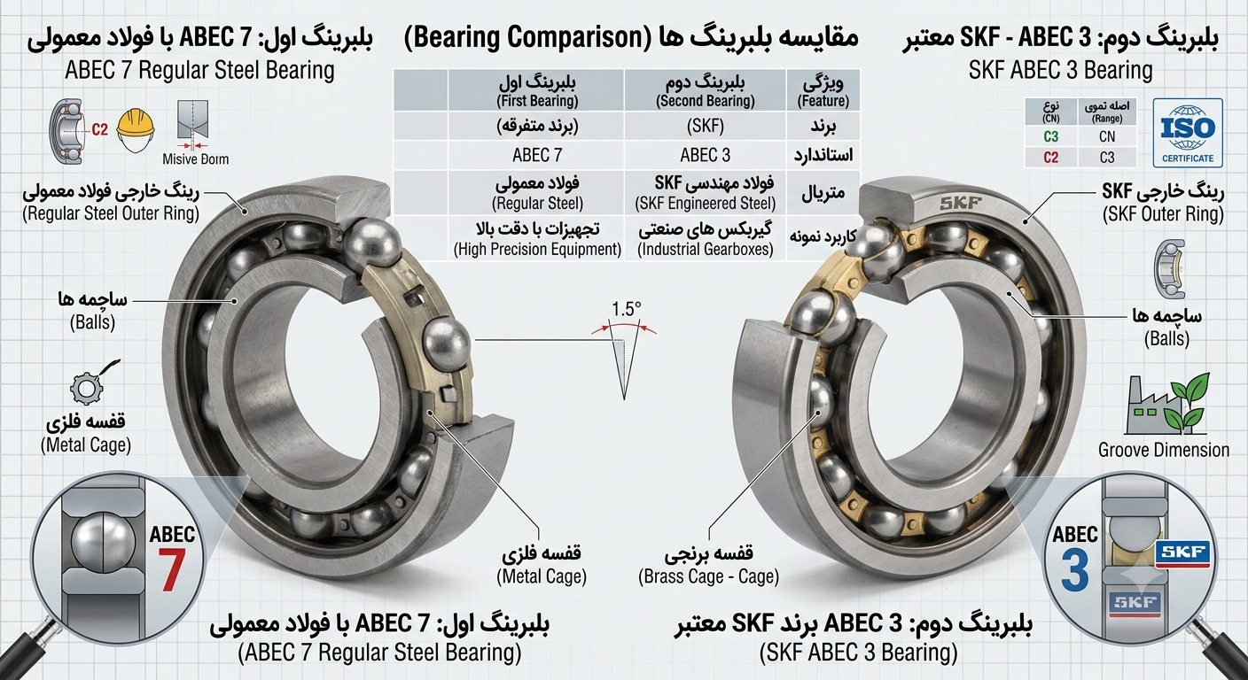 استاندارد بلبرینگ چیست؟ 2 ABEC 7 با فولاد معمولی ABEC 3 از برند معتبر SKF