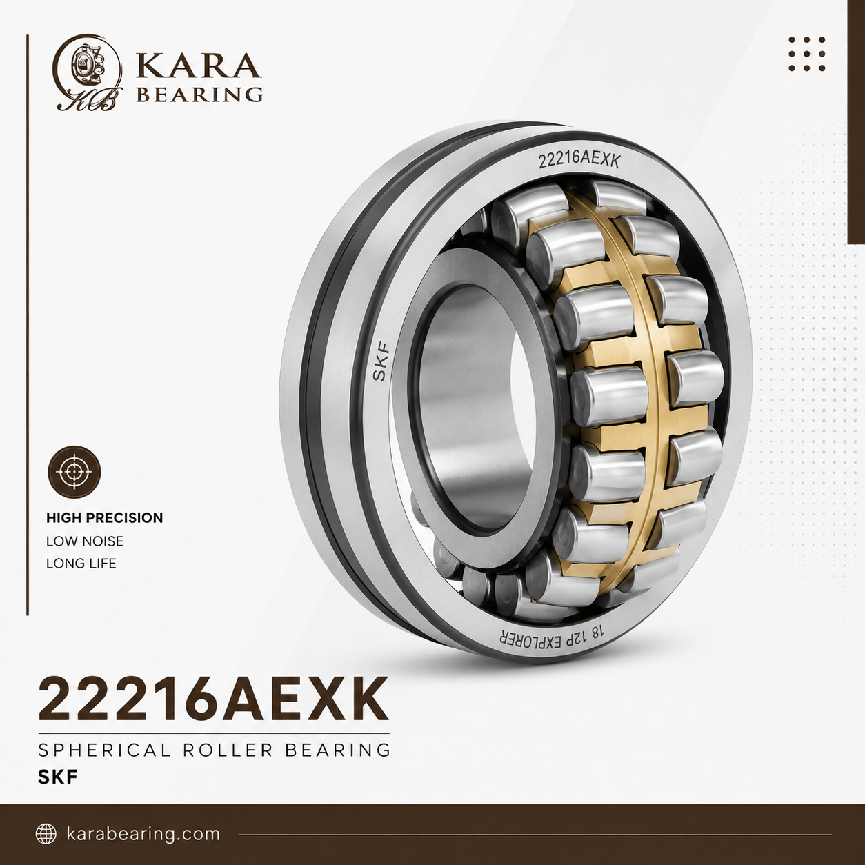 رولبرینگ بشکه ای 22216AEXK 1 رولبرینگ بشکه ای 22216AEXK با سوراخ مخروطی مناسب ماشینآلات صنعتی و تجهیزات سنگین